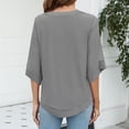 thumbnail image 5 of Chiffon Dressy Tops for Women V Neck 1/2 Length Bell Sleeve Business Casual Blouses Lightweight Flowy Shirts (Medium, Gray), 5 of 7