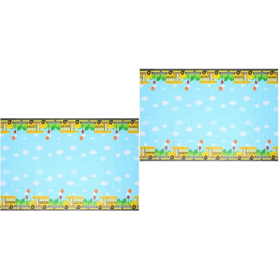 Masteelf 2-Pack School PE Bus Tablecloths, Table Covers for Classroom, Party, and Event Decoration