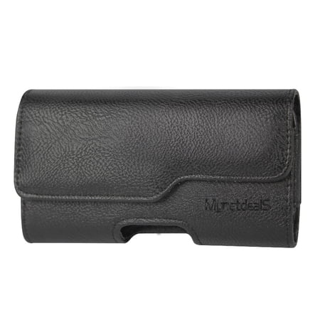 Horizontal Phone Holster Case Pouch for iPhone SE (2022/2020), iPhone 8, 7, 6s, 6 – PU Leather Belt Clip Holder with Card Slot & Magnetic Closure, Black