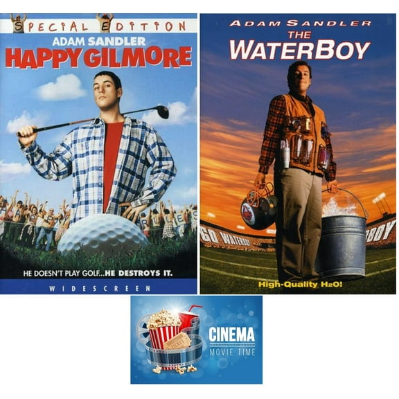 Adam Sandler Comedy Double Feature HAPPY GILMORE & THE WATERBOY 2 DVD Set Includes Movie Time Art Card
