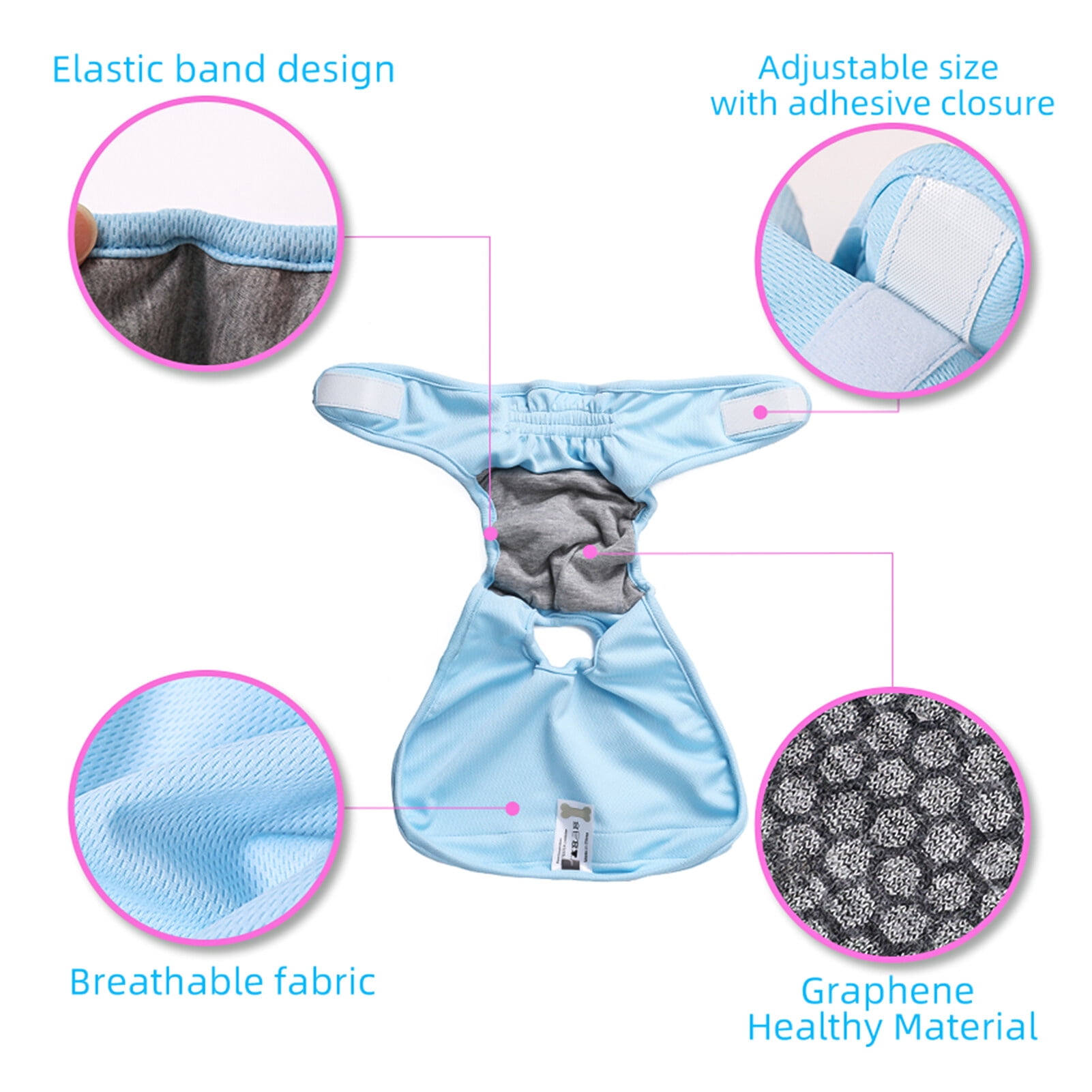 Washable Wrap Diapers for Female Dogs Reusable Female Dog Diaper Breathable Female Dog Wraps, Pack of 3
