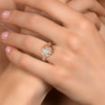 thumbnail image 4 of Gem Stone King 18K Rose Gold Plated Silver Sky Blue Aquamarine and White Moissanite Engagement Ring for Women (1.14 Cttw, Center 6MM, Gemstone March Birthstone, Available in Size 5, 6, 7, 8, 9), 4 of 6