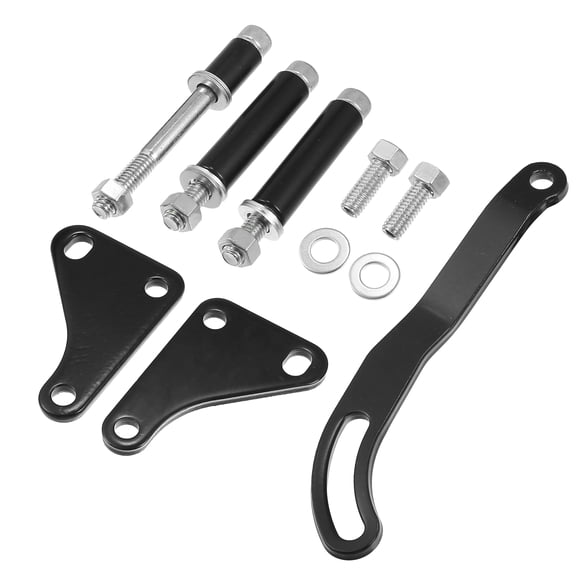 Unique Bargains 1 Set Driver Side Power Steering Pump Bracket Adjustable Kit for Chevy 262 265 283 302 305 307 Black