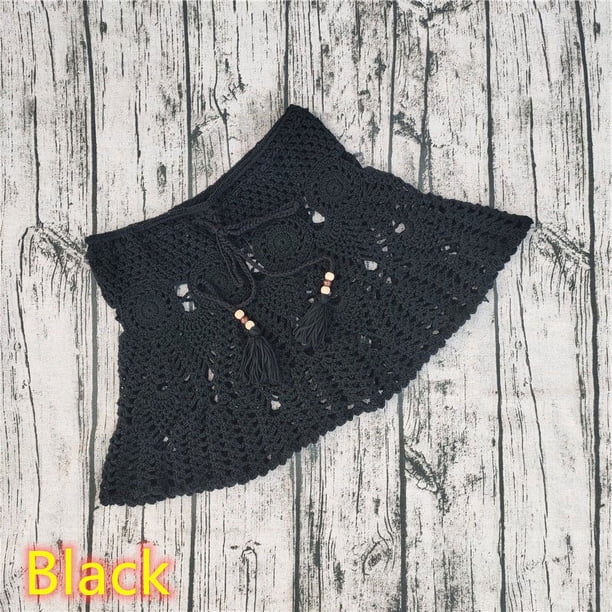 Traje de baño bikini con falda de playa de crochet hecho a mano en 8 colores, moderno para usar
