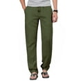 thumbnail image 2 of ZHENWEI Mens Cotton Linen Drawstring Pants Elastic Waist Casual Jogger Yoga Pants, 2 of 7