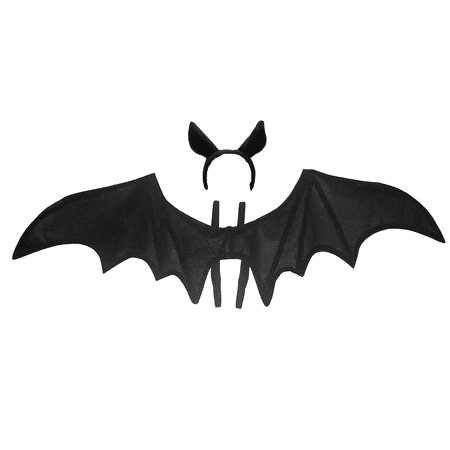 Unisex Costume Bat Wings and Ears Headband, Black, One Size