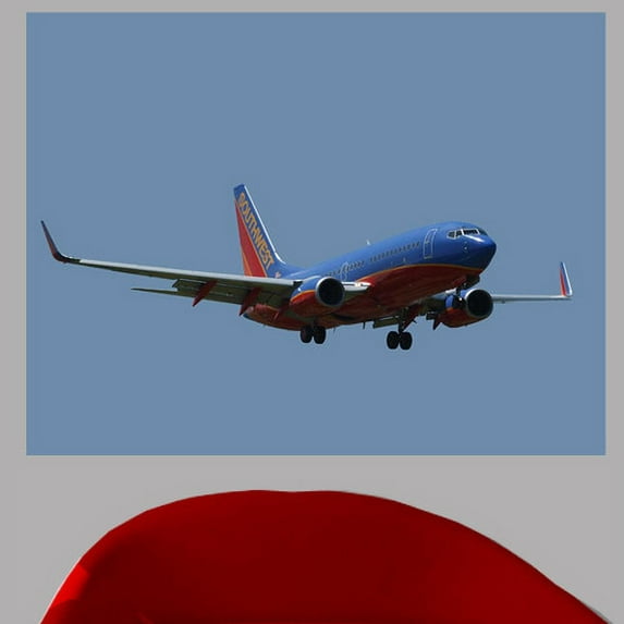 Wallhogs Chibi Southwest 737 on Approach Glossy Wall Mural