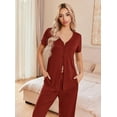thumbnail image 5 of Ekouaer Women's Pajama Sets Short Sleeve Sleepwear Button Up 2 Piece Pj Loungewear Top and Capri Pants, 5 of 6