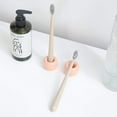 thumbnail image 4 of 2-Pack Mini Ceramic Toothbrush Holders – Bathroom Countertop Organizers | Compact Hygienic Brush Stands Pink, 4 of 5