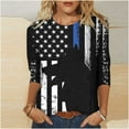 thumbnail image 5 of Birdeem T-Shirt Mode Femme Jour de l'Indépendance Imprimé Ample Manches 3/4 Col Rond Haut Décontracté, 5 of 5