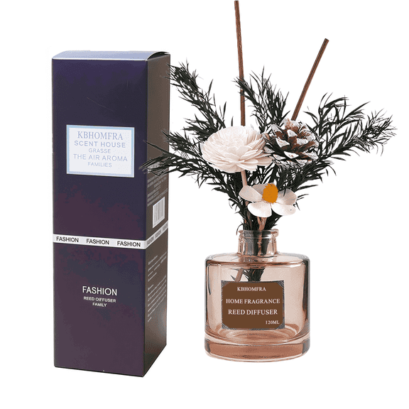KBHOMFRA Reed Diffuser Jasmine Scent Fall Diffusers With Dried FlowersDiffuser Sticks 4.06FL.OZ Essential Oil 90 Days Long-lasting For Indoor Home