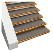 Set of 15 Skid-Resistant Carpet Stair Treads - Gray - 8 Inches X 30 Inches
