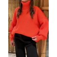 thumbnail image 1 of Suéter de cuello alto cálido para mujer, suéter informal de manga larga liso, suelto, de punto, para otoño e invierno, 1 of 5