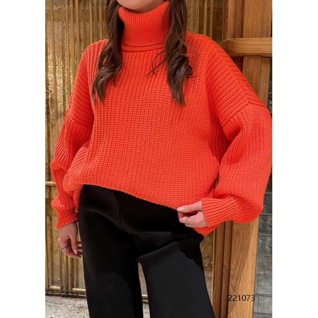 Suéter de cuello alto cálido para mujer, suéter informal de manga larga liso, suelto, de punto, para otoño e invierno