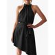 thumbnail image 2 of Vestido corto de satén de verano para mujer, sin mangas, cuello halter, dobladillo irregular, volantes, mini vestido de noche para fiesta, boda, fecha, 2 of 7