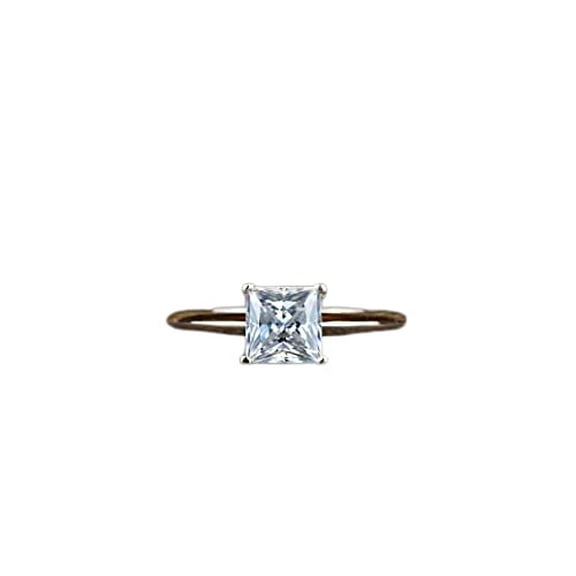 HeartsAndYou 1ct Princess Cut Moissanite Engagement Ring for Women 18k Rose Gold Over Silver Solitaire Promise