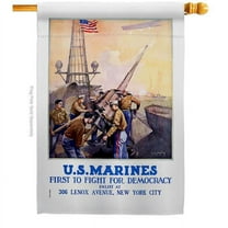 28 x 40 in. First to Fight House Flag with Armed Forces Marine Corps Double-Sided Decorative Vertical Flags Decoration Banner Garden Yard Gift
