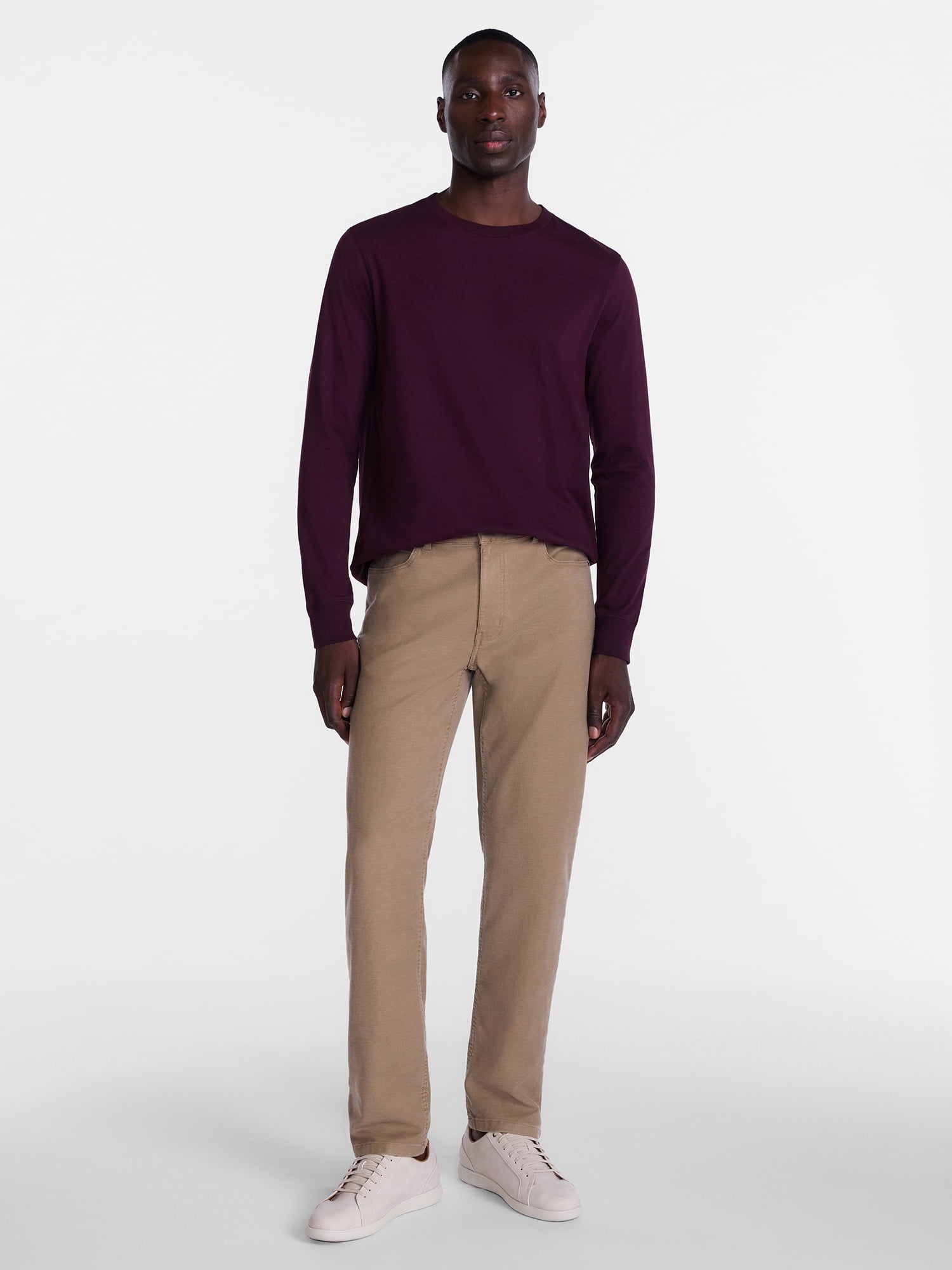 George Men's and Big Men's Cotton Crewneck Tee with Long Sleeves, Sizes XS-3XL, Big 2XB-6XB & Tall MT-4XLT