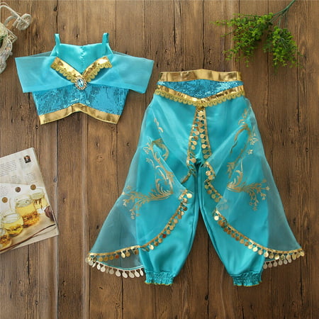 XIAXAIXU Aladdin Jasmine Princess Cosplay Baby Kid Girl Fancy Dress Up Party Costume Sets