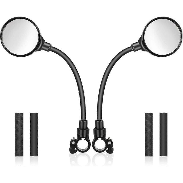 Bike Mirrors, 1 Pair 360 Rotatable Bicycle Handlebar Mirrors, Wide Angle Rear View Mirrors, Convex Cycle Wing Mirrors -Qin