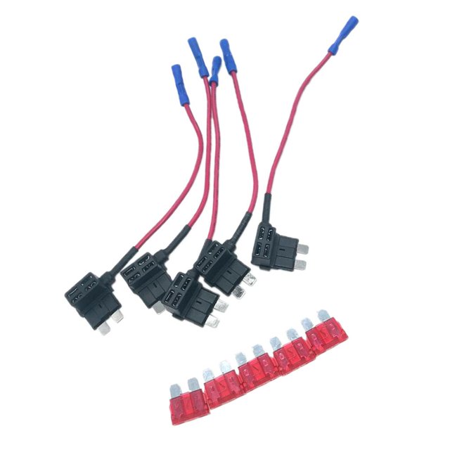 Portafusibles de Bajo Zulema 5X 10A con Toma Trasera Fusible de cuchillas mini 10A