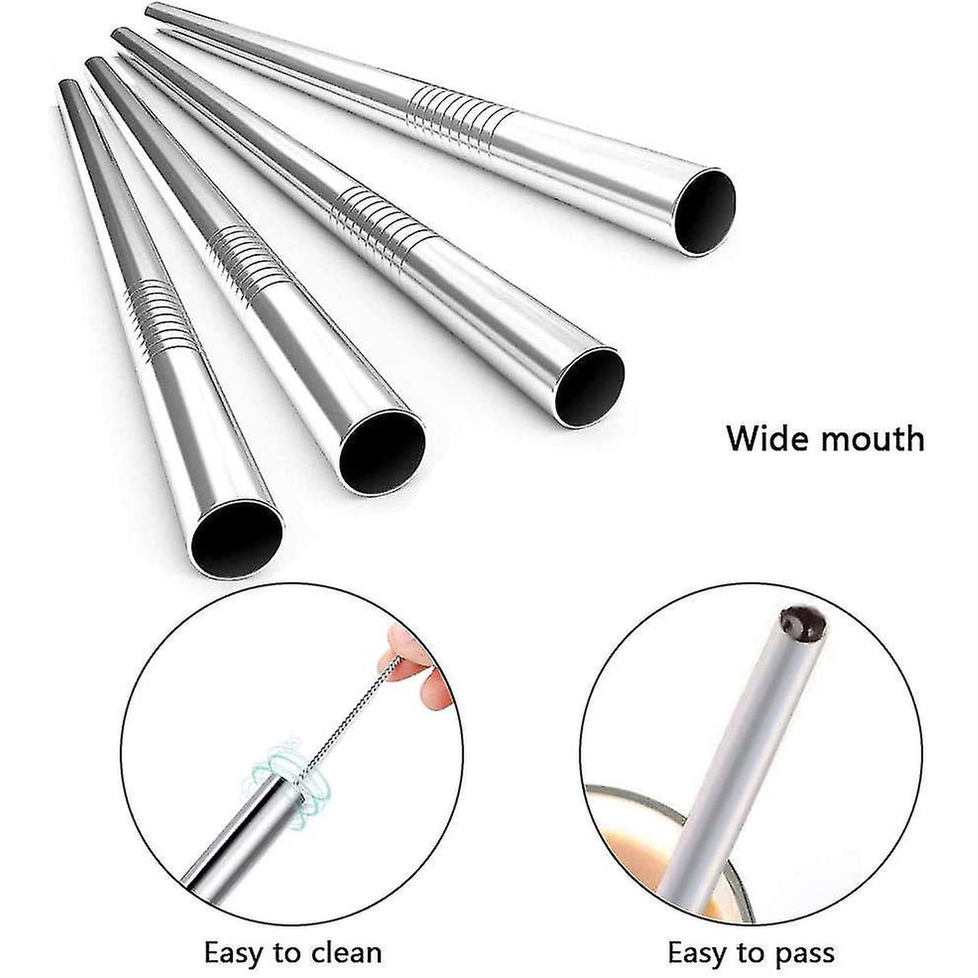 Lot De 16 Pailles Réutilisables En Acier Inoxydable