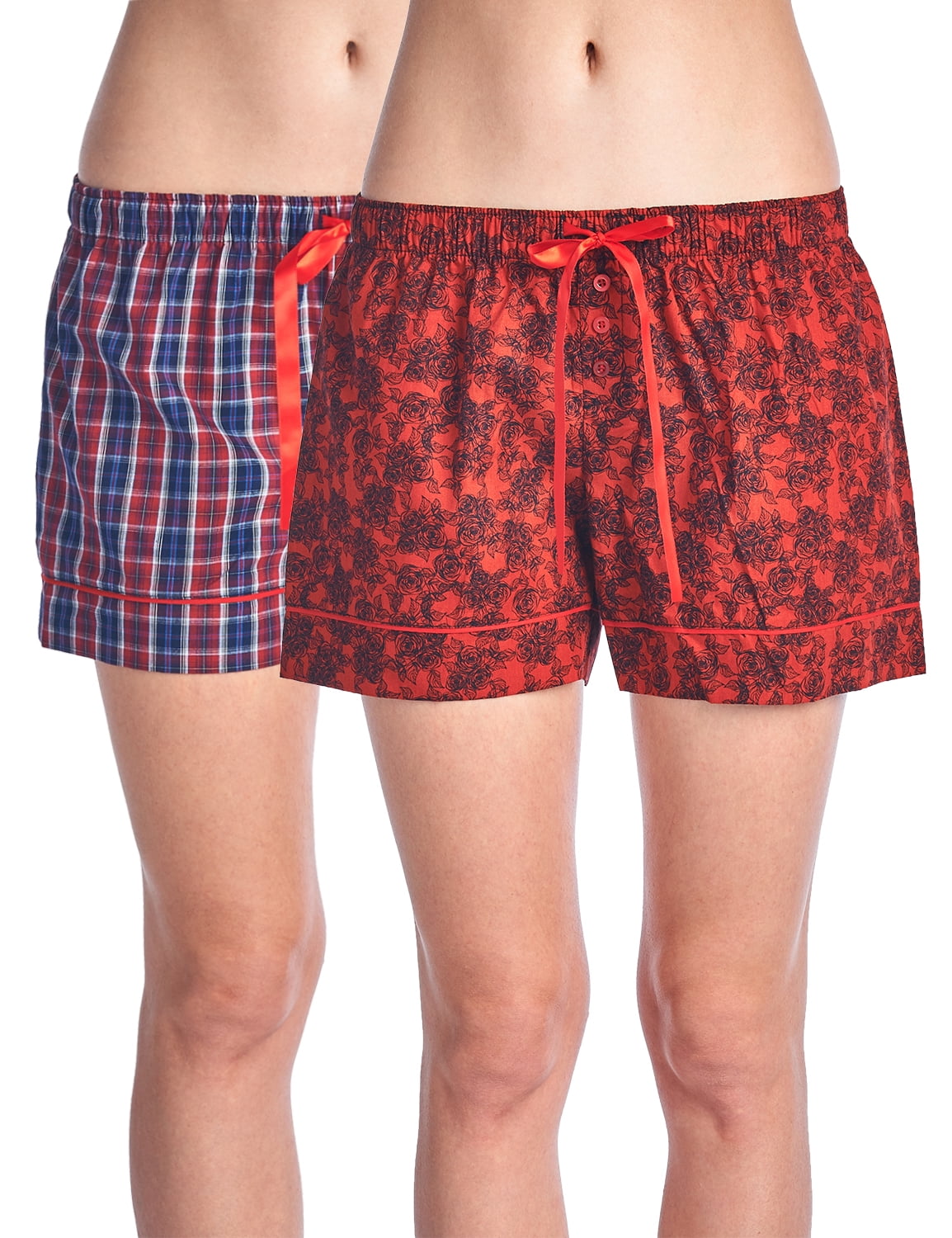 Casual Nights Women's 2 Pack Cotton Woven Lounge Boxer Shorts - Walmart.com