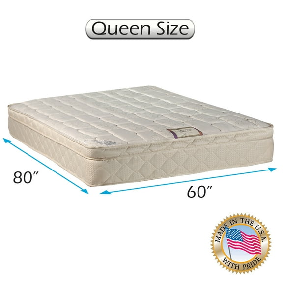 Dream World Inner Spring Pillowtop (Eurotop) Mattress Only Queen Size (60"x80"x10") - Medium Soft, Fully assembled, Orthopedic, Good for your back, Superior Quality by Dream Solutions USA