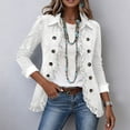 thumbnail image 6 of cocolona Jean Jacket for Women Solid Color Ruffle Open Front Denim Jacket Casual Button Down Trendy Outfits, 6 of 7