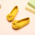 thumbnail image 2 of Xfvqtps Girls Flats Suede Bowknot Shallow Slip On Round Close Toe Solid Color Colorful Soft Sole Non Slip Comfortable Spring Summer Ballet Dress Shoes for 12 Months-5 Years Yellow, 2 of 9
