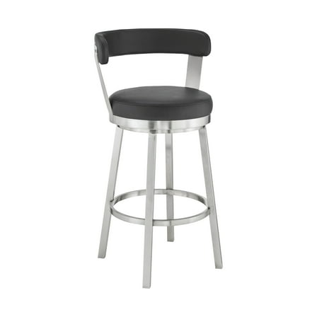 Bar Height Swivel Stool - 30" Antique Brushed SteelFaux Leather Barstool