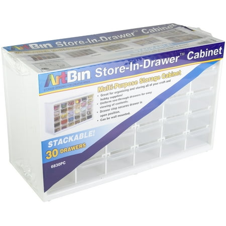 ArtBin, Store-In-Drawer Cabinet, 30 Compartment Drawers, White, Arts and Crafts Storage Case, 1 Piece, 6830PC