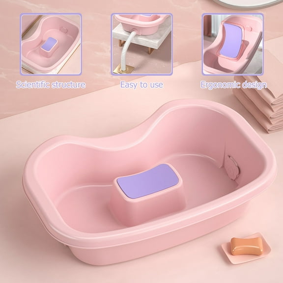 Niceauty Pink Portable Hair Washing Sink Ergonomic Design for Home Use