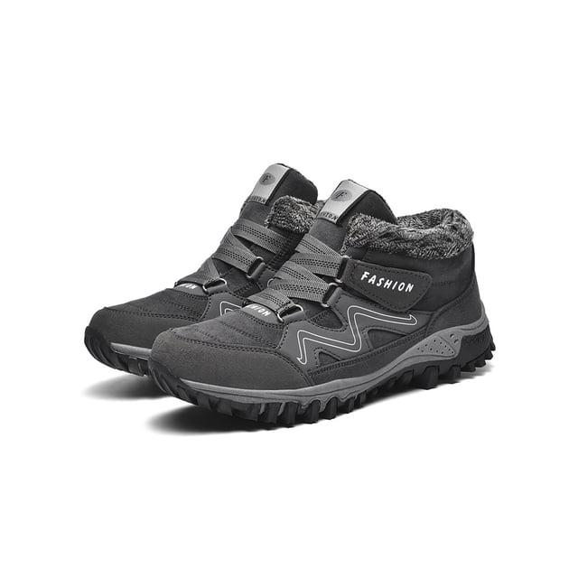 Avamo Bottines pour Femmes Lacées Bottes de Neige Doublure en Peluche Chaussures de Randonnée Confort Extérieur Randonnée Gris 8.5