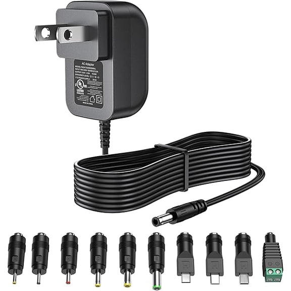 can 5V 2A Power Supply 5 Volt Charger 2000mA 10W Max Regulated Switching AC to DC Cord Adapter with 10 Replacement Connector 100V - 240V Input Adaptor USB C