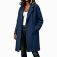 thumbnail image 6 of Afelkas Women's Oversized Wool Blend Peacoat Double Breasted Notch Lapel Mid Length Warm Winter Coat with Pockets, 6 of 6