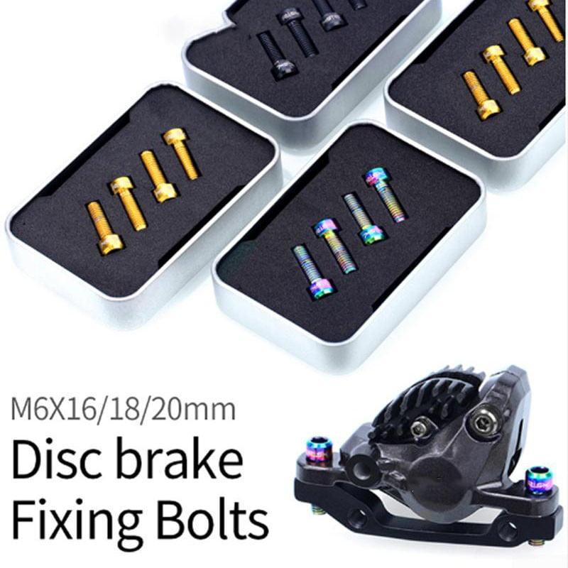 4pcs RISK Bicycle Bike Screw Titanium Alloy Disc Brake Clamp Fixing Cycling Bolt