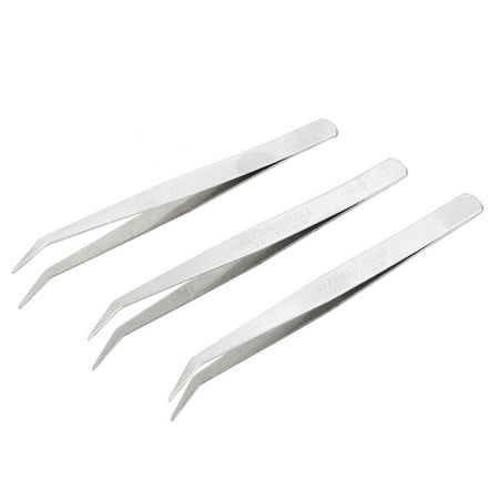 Unique Bargains 3 Pcs Stainless Steel Bent Curved Pointed Tip Tweezers Tool (Best Potted Trees For Decks)