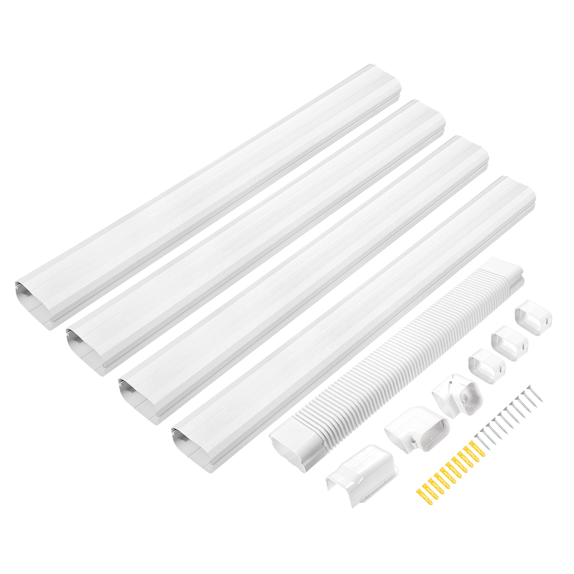 Uxcell 16.4ft L x 3.94" W PVC Decorative Air Conditioner Line Cover Kit White, 1Set