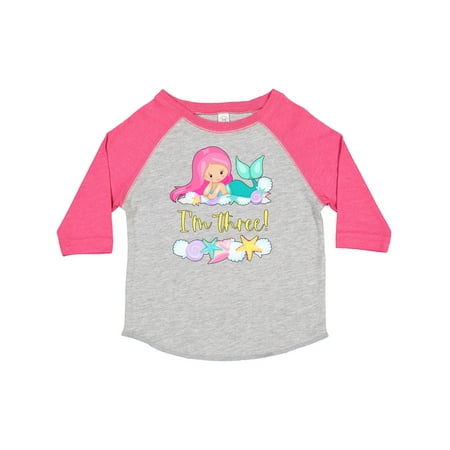 

Inktastic I m 3 Mermaid with Pink Hair and Shells Gift Toddler Boy or Toddler Girl T-Shirt