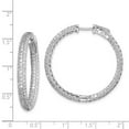 thumbnail image 2 of 925 Sterling Silver Polished Hinged hoop .75 inch diameter Cubic Zirconia Hoop Earrings 33x4mm Wide 4mm Thick Hoop Earri, 2 of 2