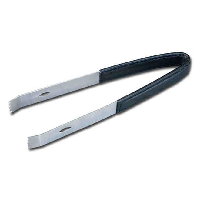 Black Leather Ice Tongs with Stainless Steel Structure