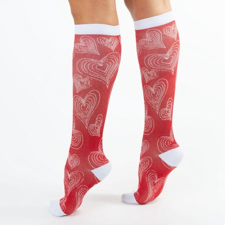 

Howard s S/M Red Hearts Valentine s Day Knee High Medical Compression Socks 15-20mmHg for Women & Men