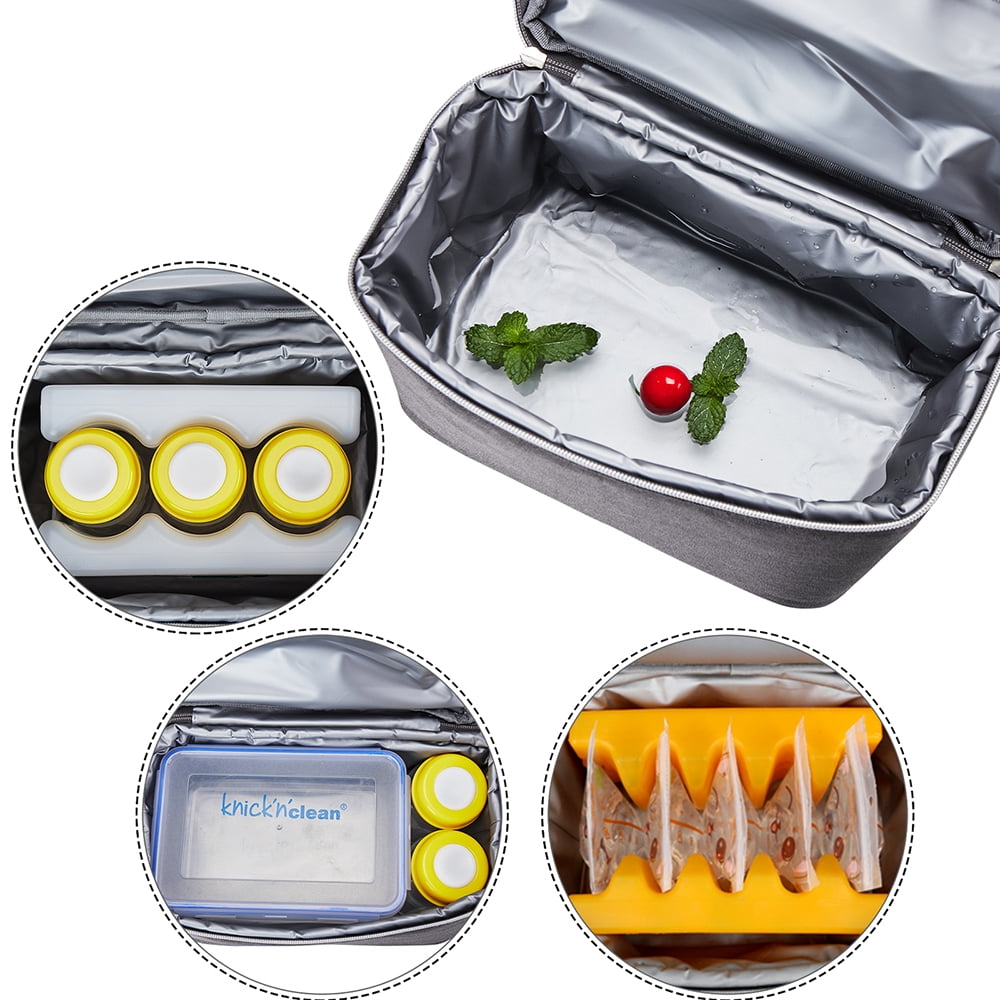 Breast Pump Bag Backpack - Cooler Lunch Bag Double Layer for Mother Large Size Gray