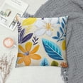 thumbnail image 2 of Nawypu  Botanical Pillow Cases Queen Yellow Leaf Print Pillowcases Colorful Plant Pillow Covers Decorative Floral Envelope Closure Blue Purple Pillow Protectors, 2 of 5