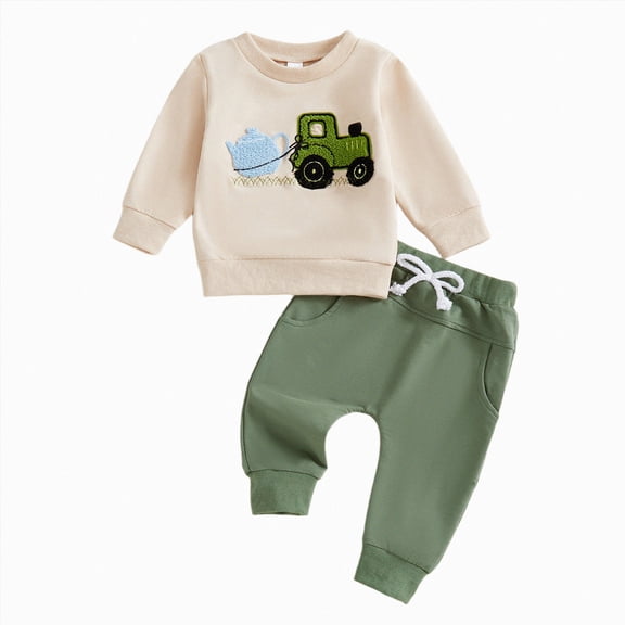 TOWED22 Baby Toddler Boys Cotton 2 Piece Long Sleeve Sweatshirt and Sweatpant Jogger Pants Set(Blazer,12-18 M)