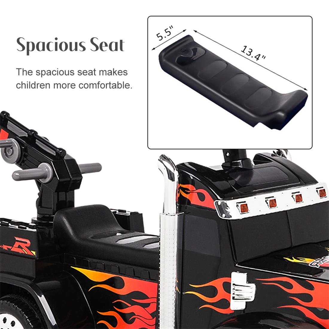 Private Jungle 4 Wheeler Kids Car with Headlights, 3 Speeds Electric Ride On Car with Remote Control for Home Backyard Garden, Black, Unisex