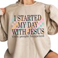 thumbnail image 4 of I Started My Day With Jesus Sweatshirt for Men and Women, Funny Christian Introvert Crewneck, Sizes S-3XL, 4 of 6