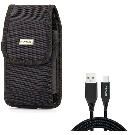 Case Belt Clip w 6ft USB-C Cable for Samsung Galaxy A73 5G,A53 5G,A33 5G,A13 5G,A03s Phones - Rugged Holster Canvas Cover, Type-C Charger Cord Power Wire
