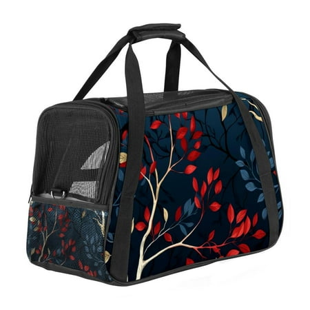 Tree Fabric 900D Oxford Cloth Pet Carrier Bag with Sherpa Base and Nylon Webbing  17x10x11.8 in (43x26x30 cm) | Breathable and Durable Dog Travel Tote